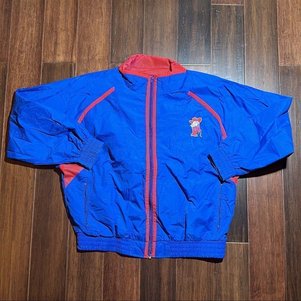 LOGO 7 Blue and Red Retro Windbreaker Jacket